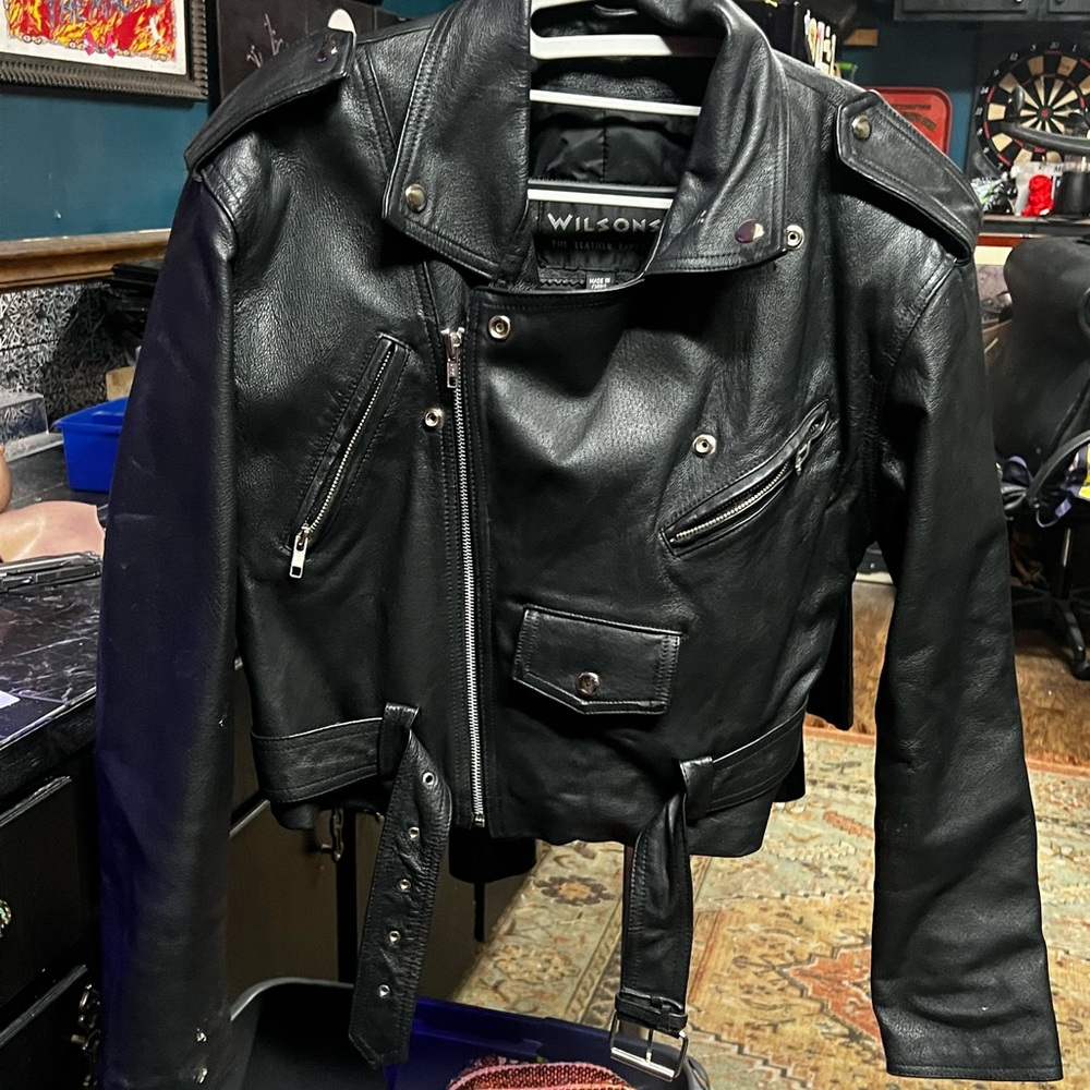 Wilson Women's Classic Black Leather Biker Jacket